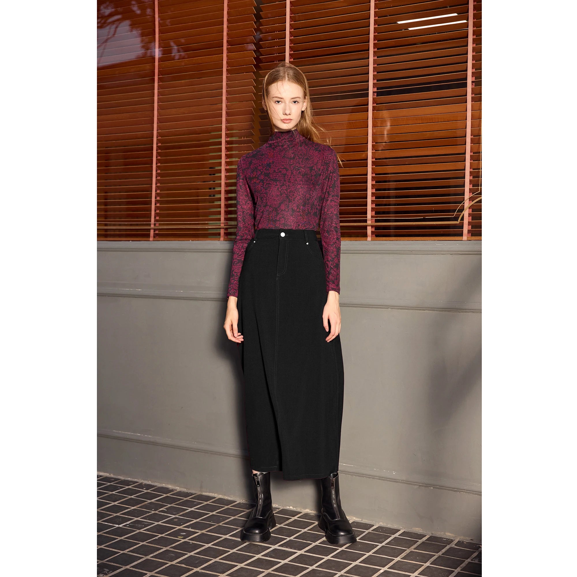 AP 2026 Autumn and Winter Women Mesh Printing Shirt Modal Lining Stretch Skirt