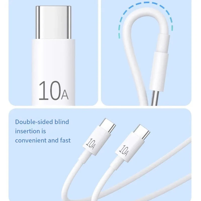 1-2PCS 10A Double Type C Cable 120W Fast Charging Phone Charger Data Cord Universal USB Type-C Quick Charge Line for iPhone 17