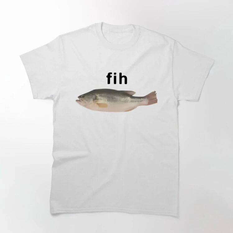 Funny Fih Fish Meme  T Shirt Summer T Shirts for Men Harajuku Casual Tee Shirt Short Sleeve Y2K Funny Clothing Oversized T Shirt