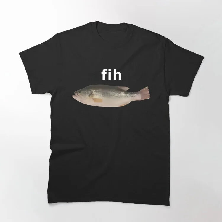Funny Fih Fish Meme  T Shirt Summer T Shirts for Men Harajuku Casual Tee Shirt Short Sleeve Y2K Funny Clothing Oversized T Shirt