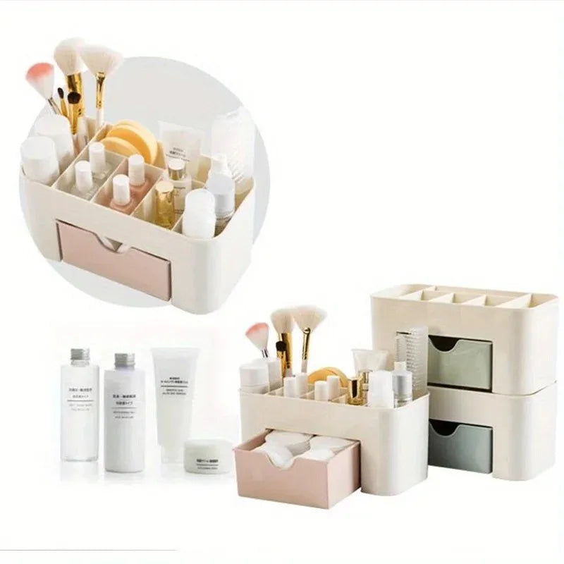 Clear Acrylic Makeup Organizer, Drawer Storage for Lipsticks, Brushes, Cotton Swabs & Perfume